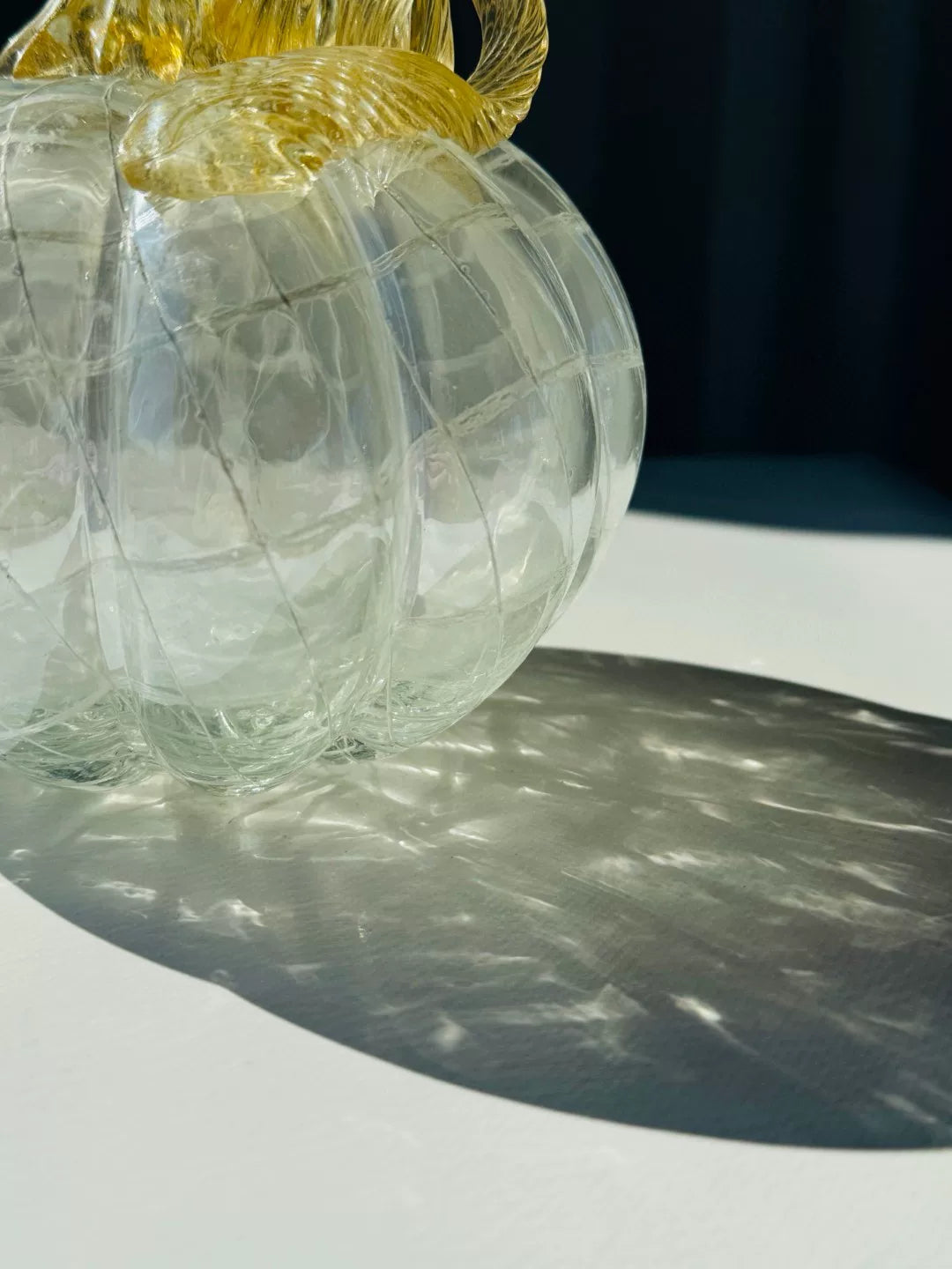 Handcrafted Iridescent Glass Pumpkin Sculpture 15cm