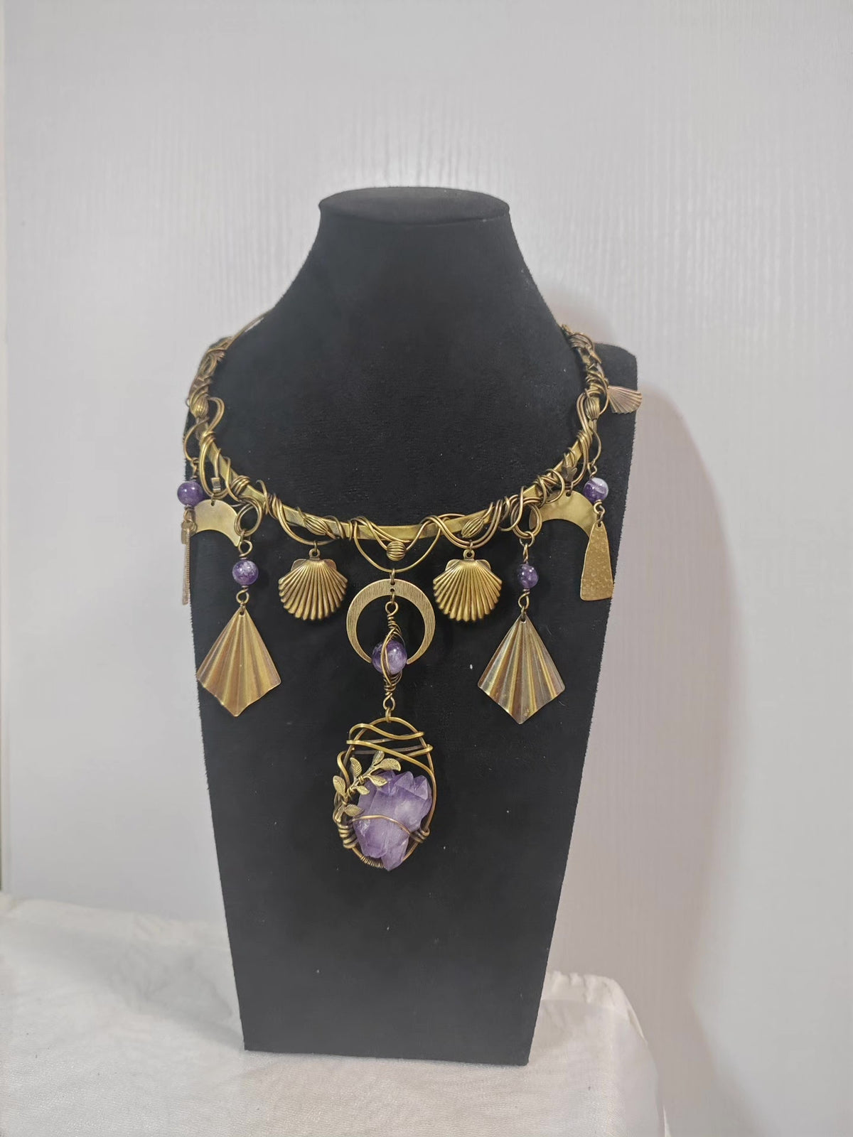 Amethyst Brass Wire Choker Necklace