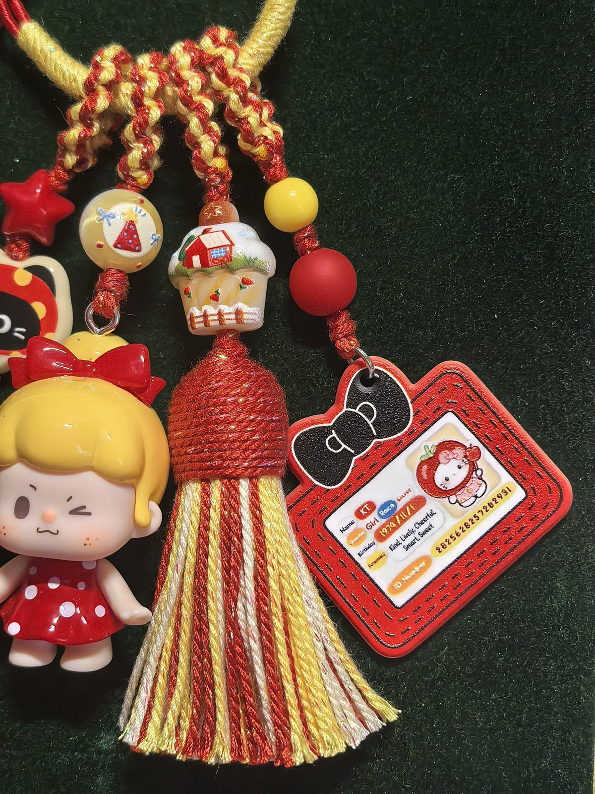 Red Bow Girl Figurine Phone Charm Keychain