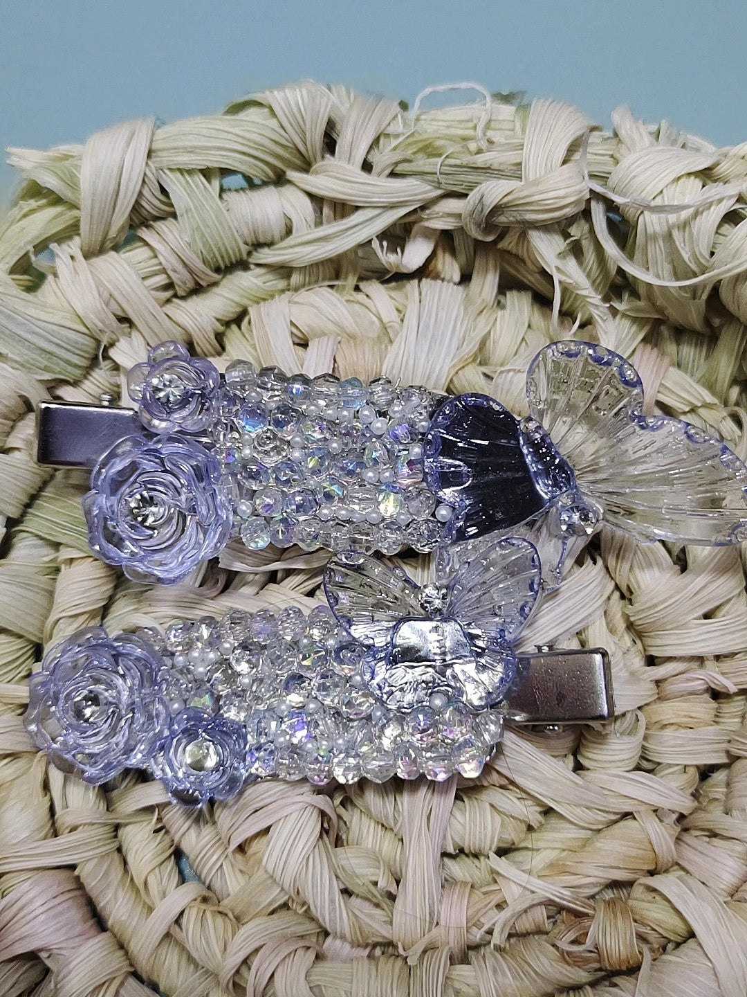 Fermaglio per Capelli Artigianale a Farfalla di Cristallo Viola
