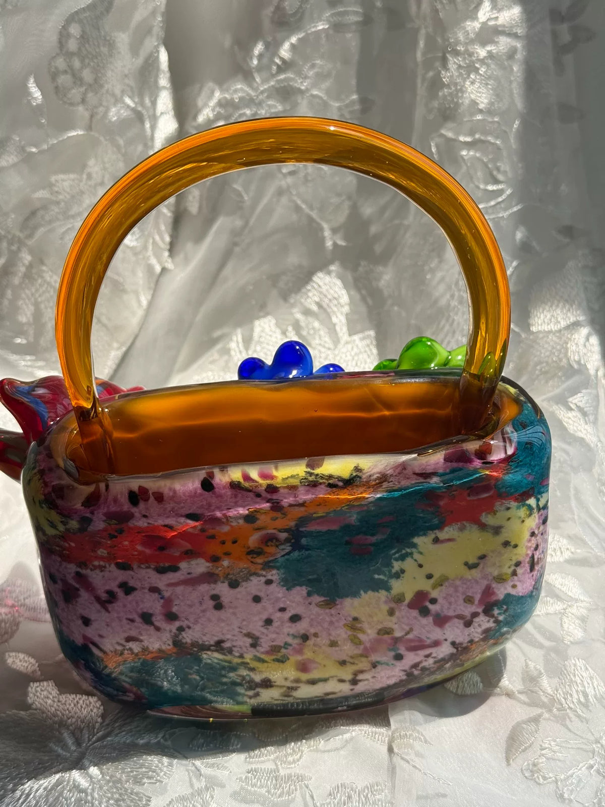 Vaso a borsa in vetro artistico Liuli vintage