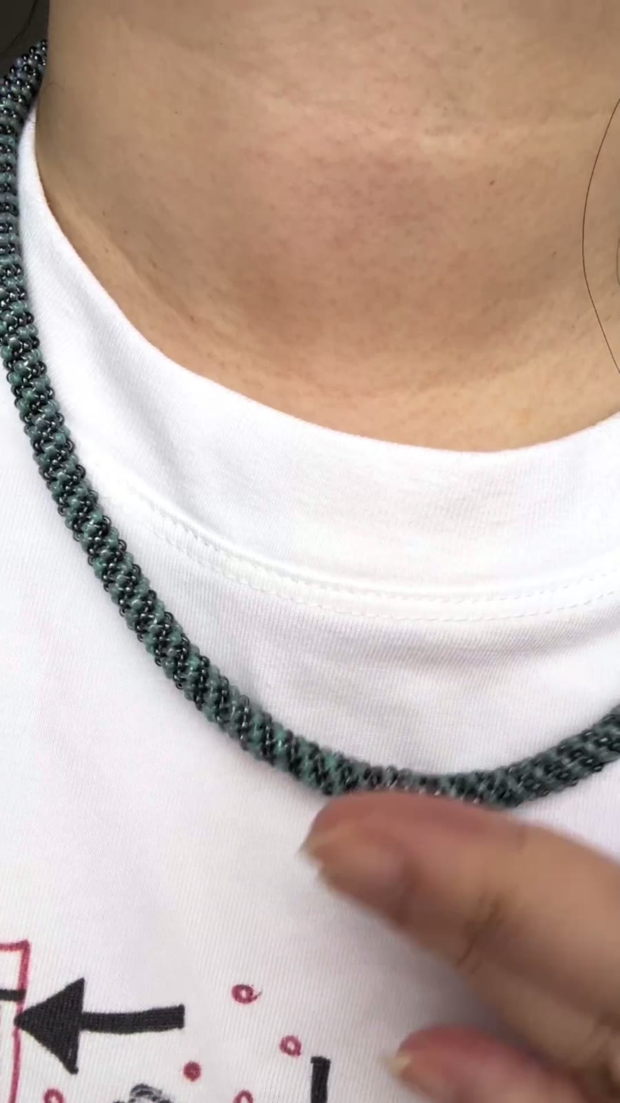 Collana Artigianale in Perline Blu Cordino Intreciato