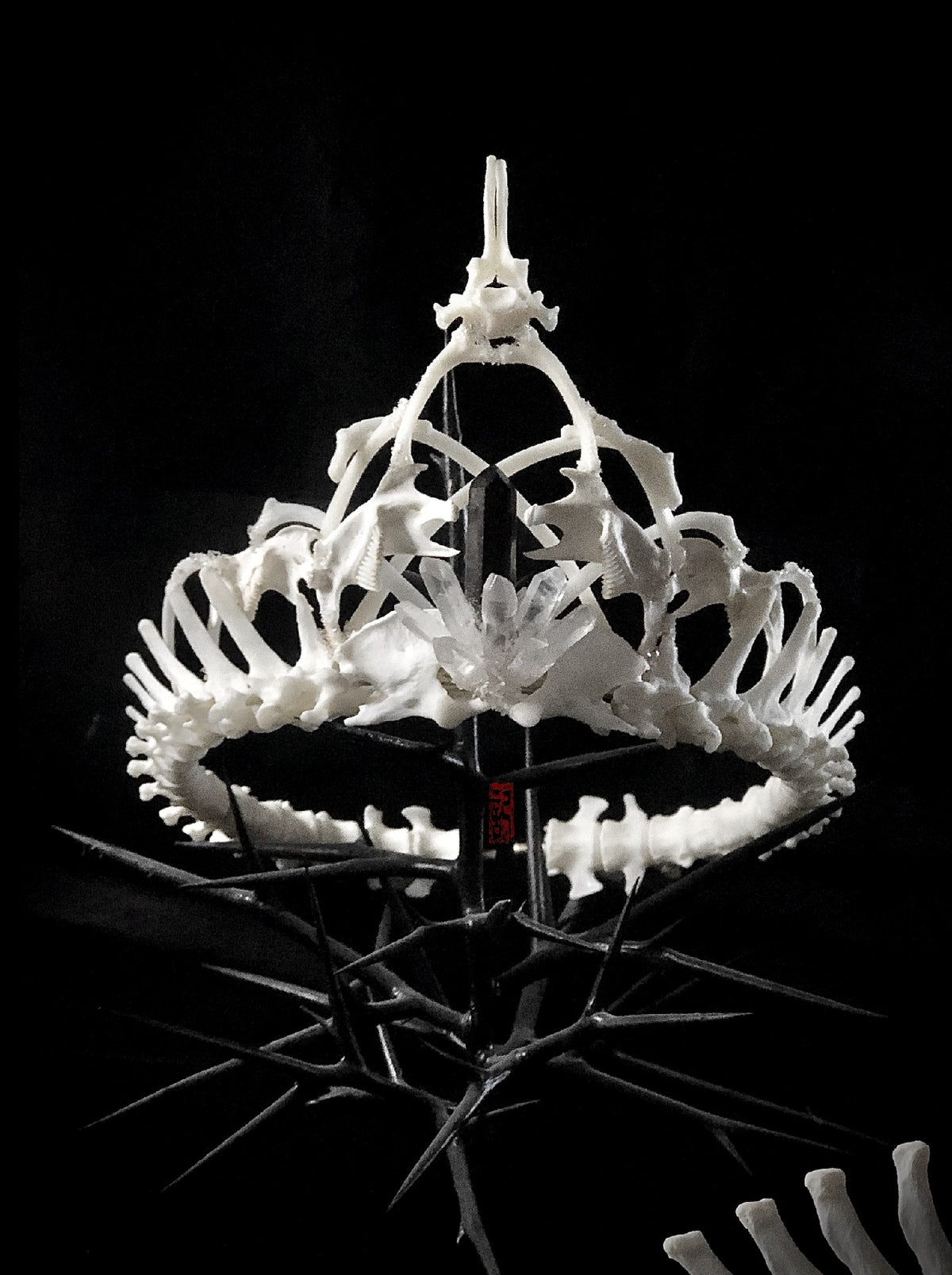 Bone Crown with Crystal Skull Accents
