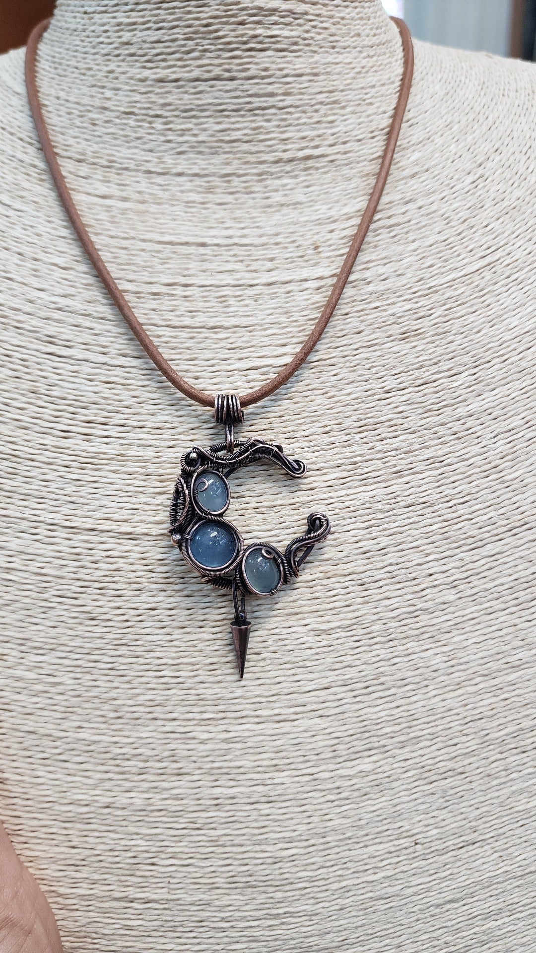 Wire Wrapped Aquamarine Pendant Necklace