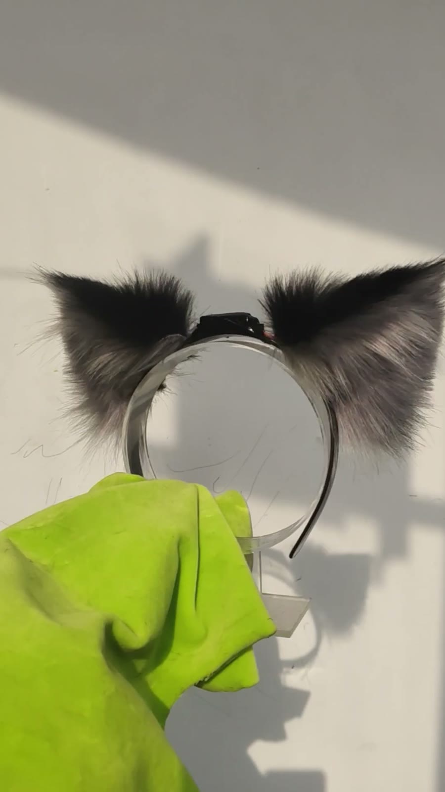 Motorized Cat Ears with Dark Gray Fur
