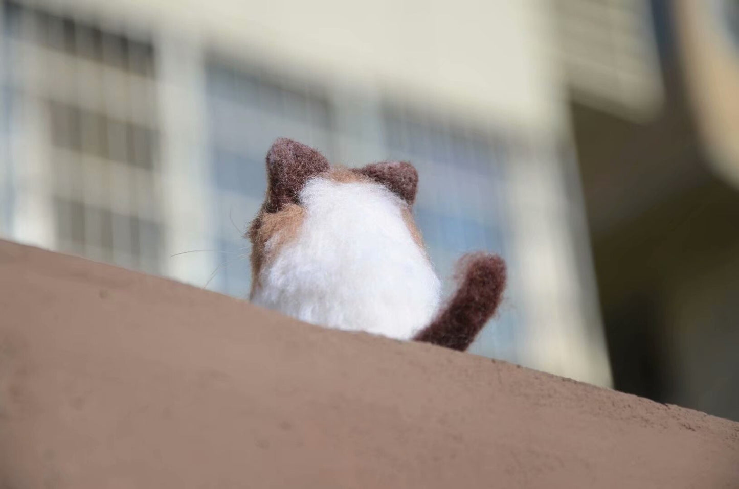 Miniature Wool Felt Cat Plush Toy, 7cm Seated Figure