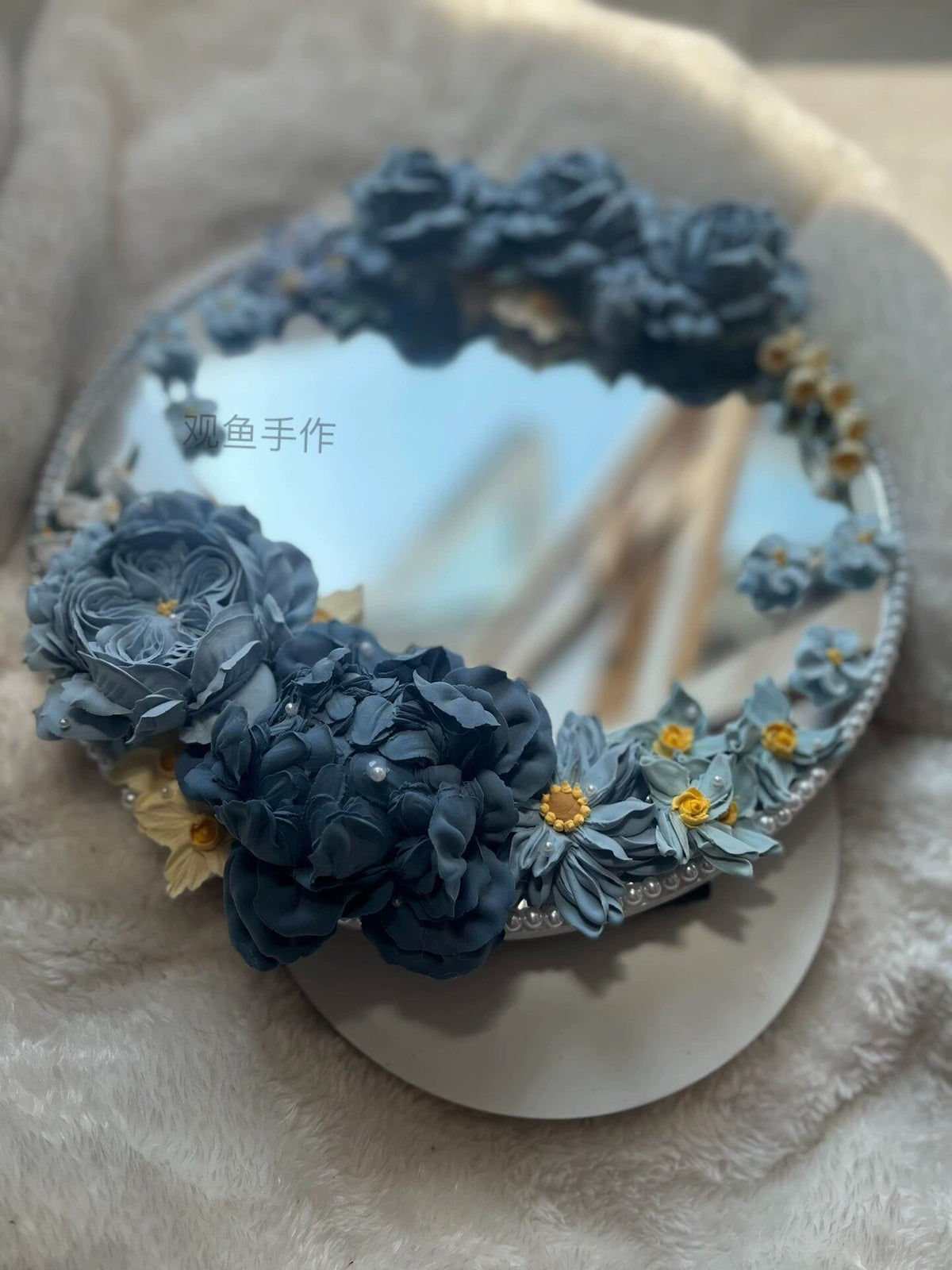 Clay Flower Framed Decorative Mirror