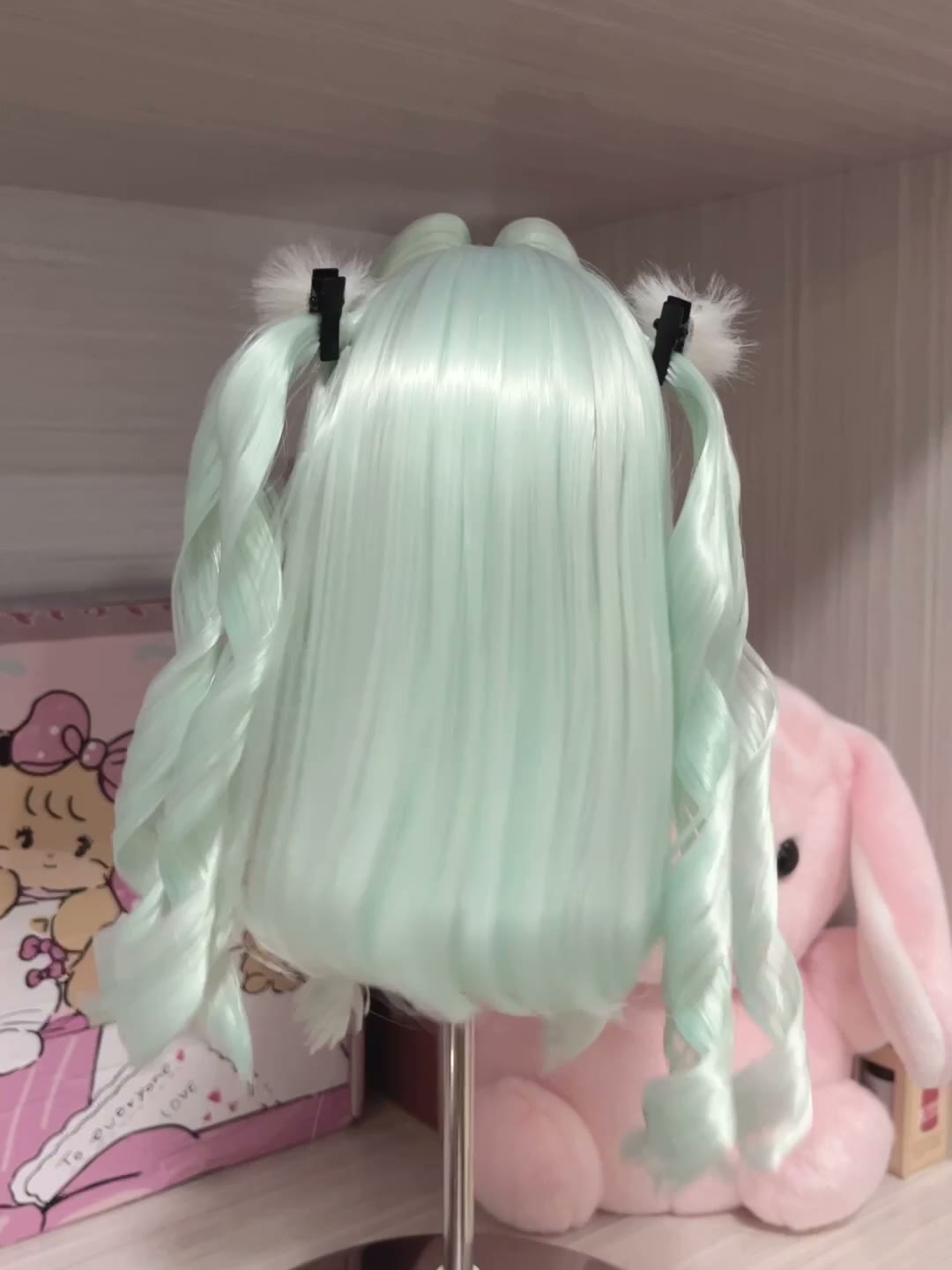 Mint Green Spiral Curl Doll Wig