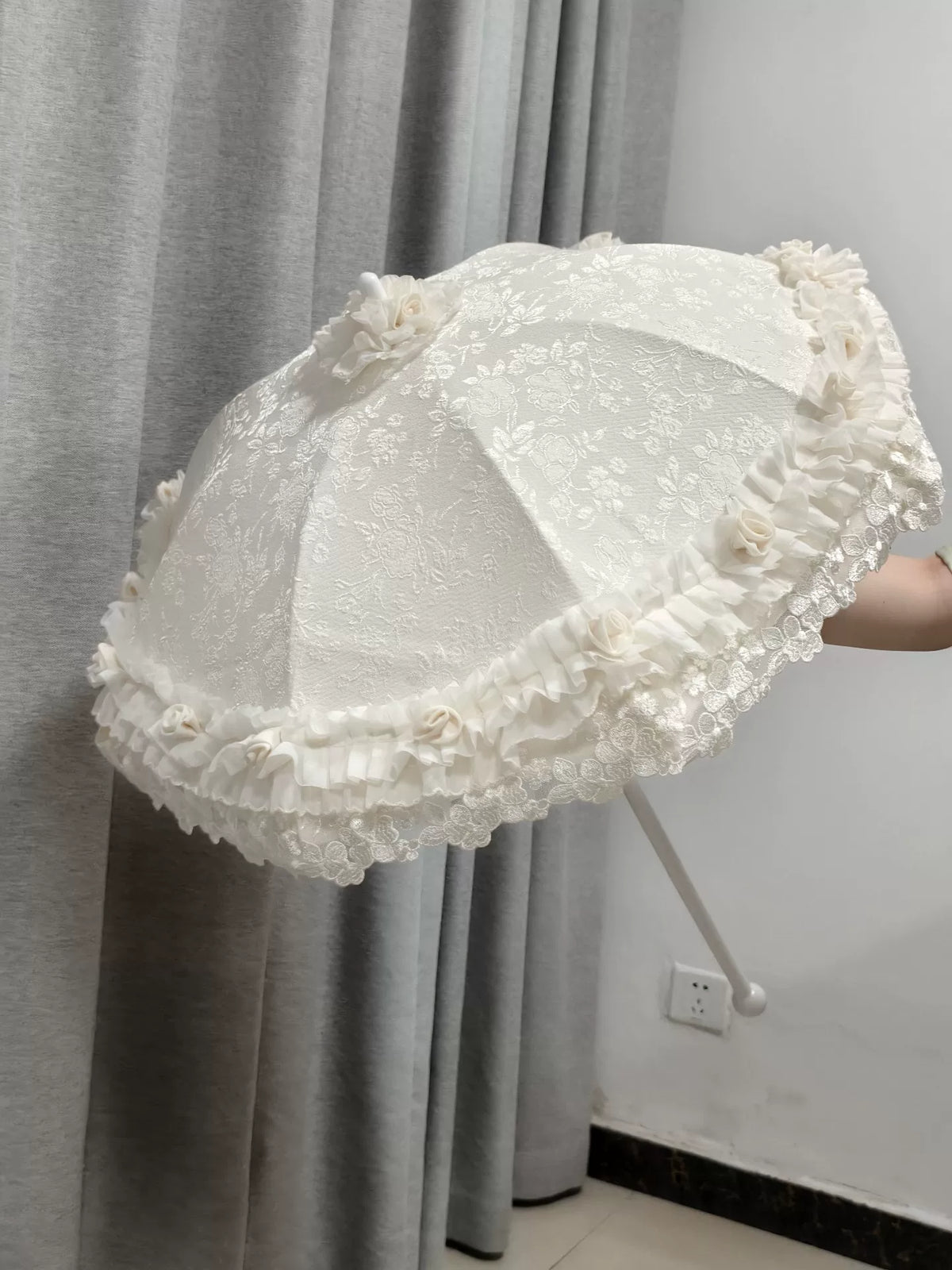 Handmade Ivory Lace Floral Lolita Parasol