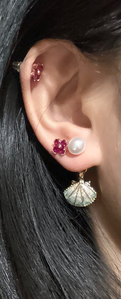 Holiday Beach Shell Pearl Earrings - Convertible to Pendant