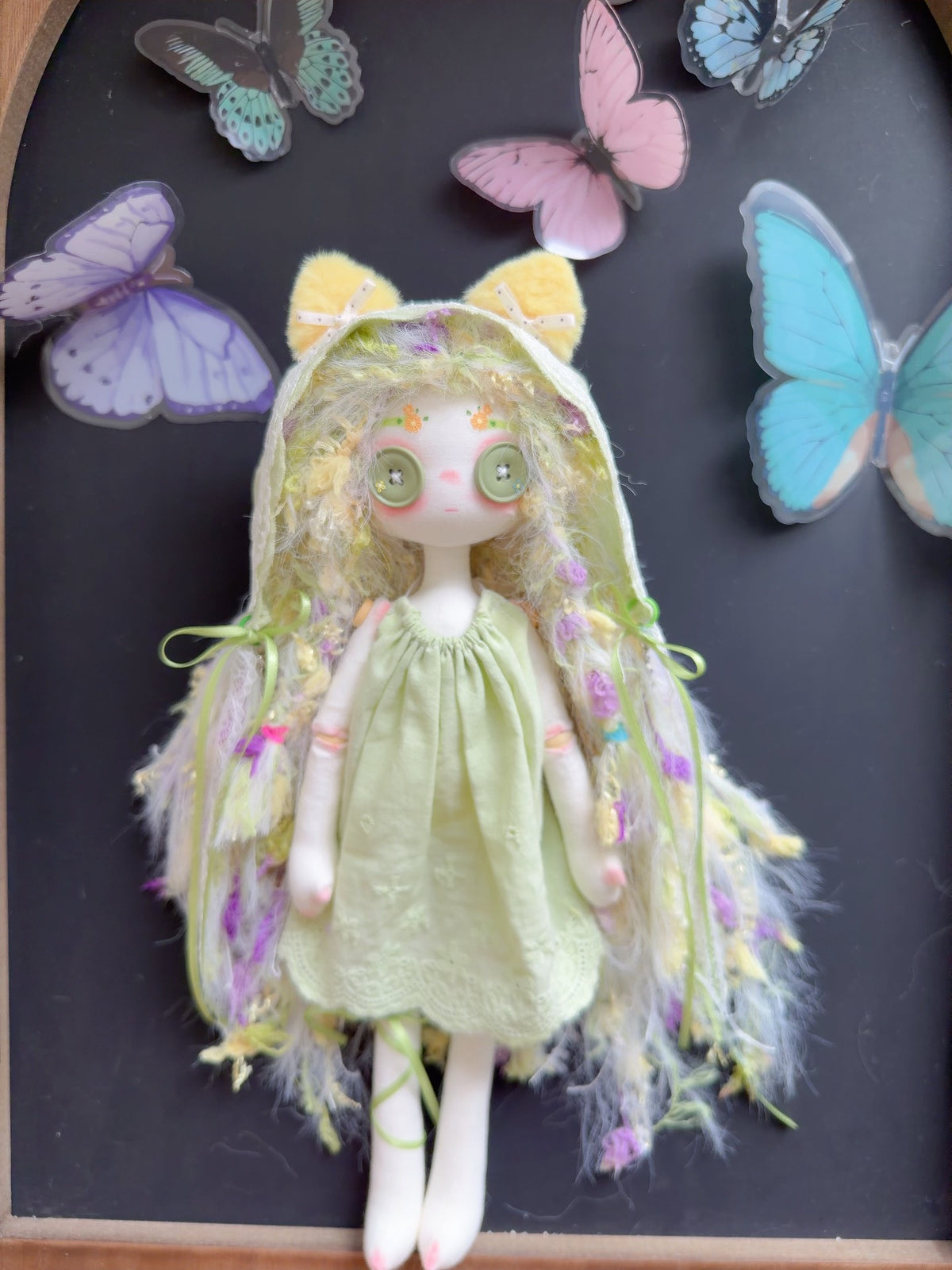 グリーンドレスのハンドメイド30cmアートドール