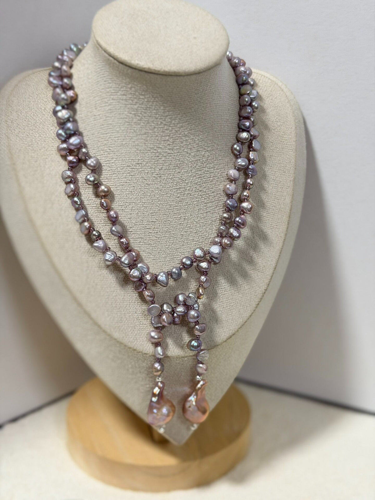 Purple Freshwater Pearl Scarf Necklace 90cm
