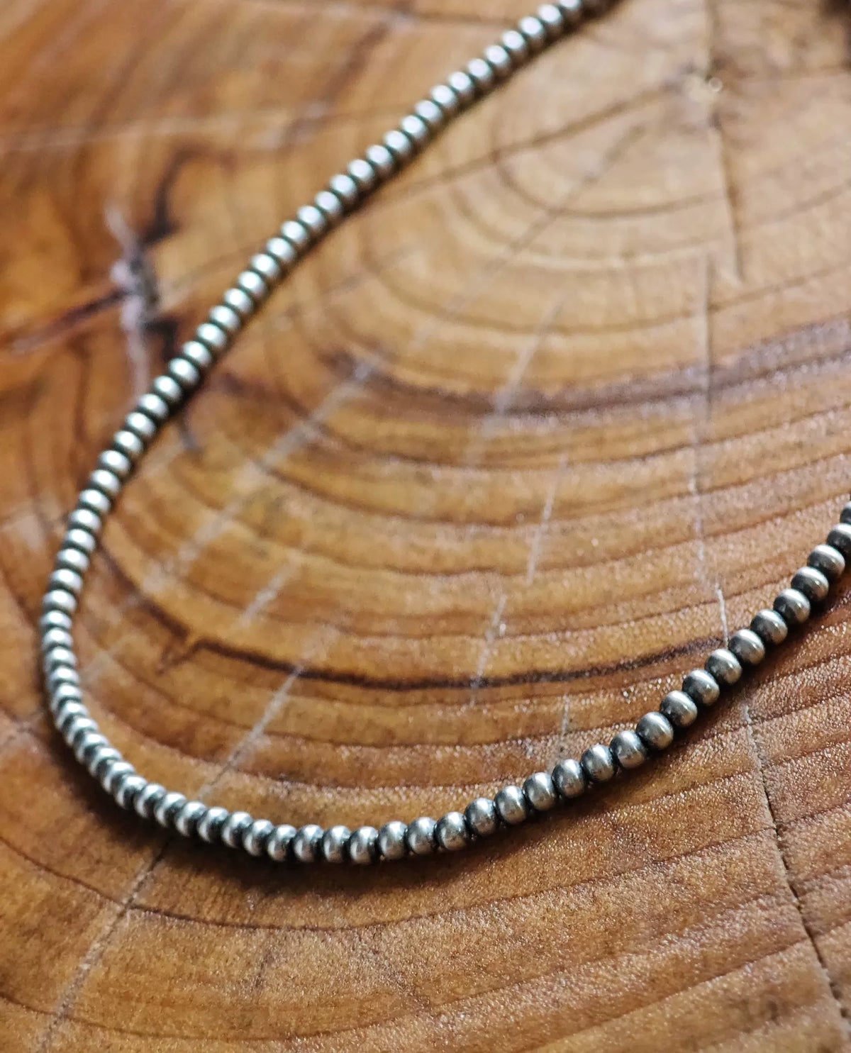 Collana con perle in argento sterling ossidato 4mm 55cm