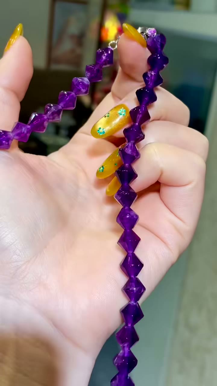 Faceted Purple Gemstone Bead Necklace 45cm