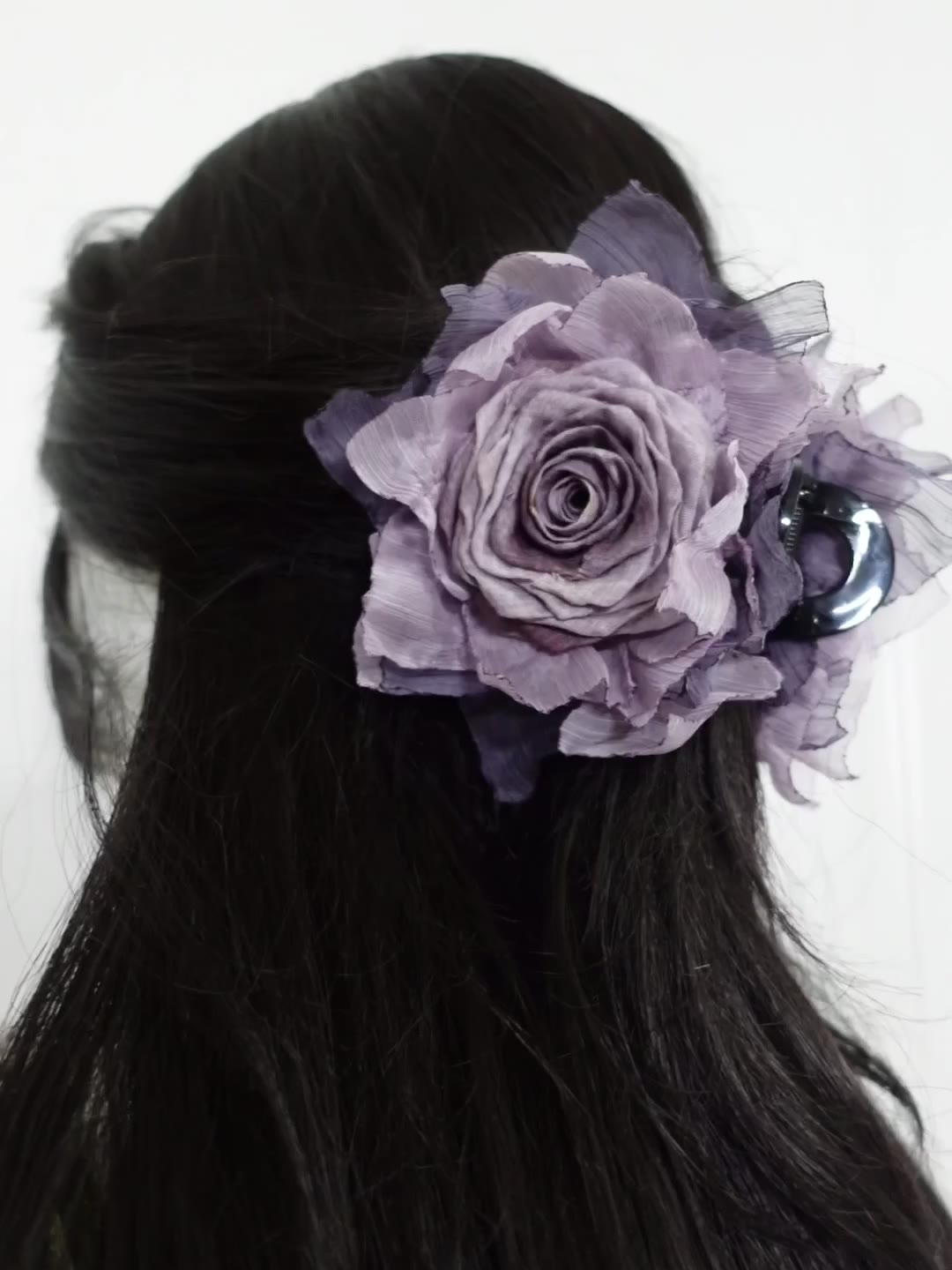 Handmade Fabric Rose Claw Clip