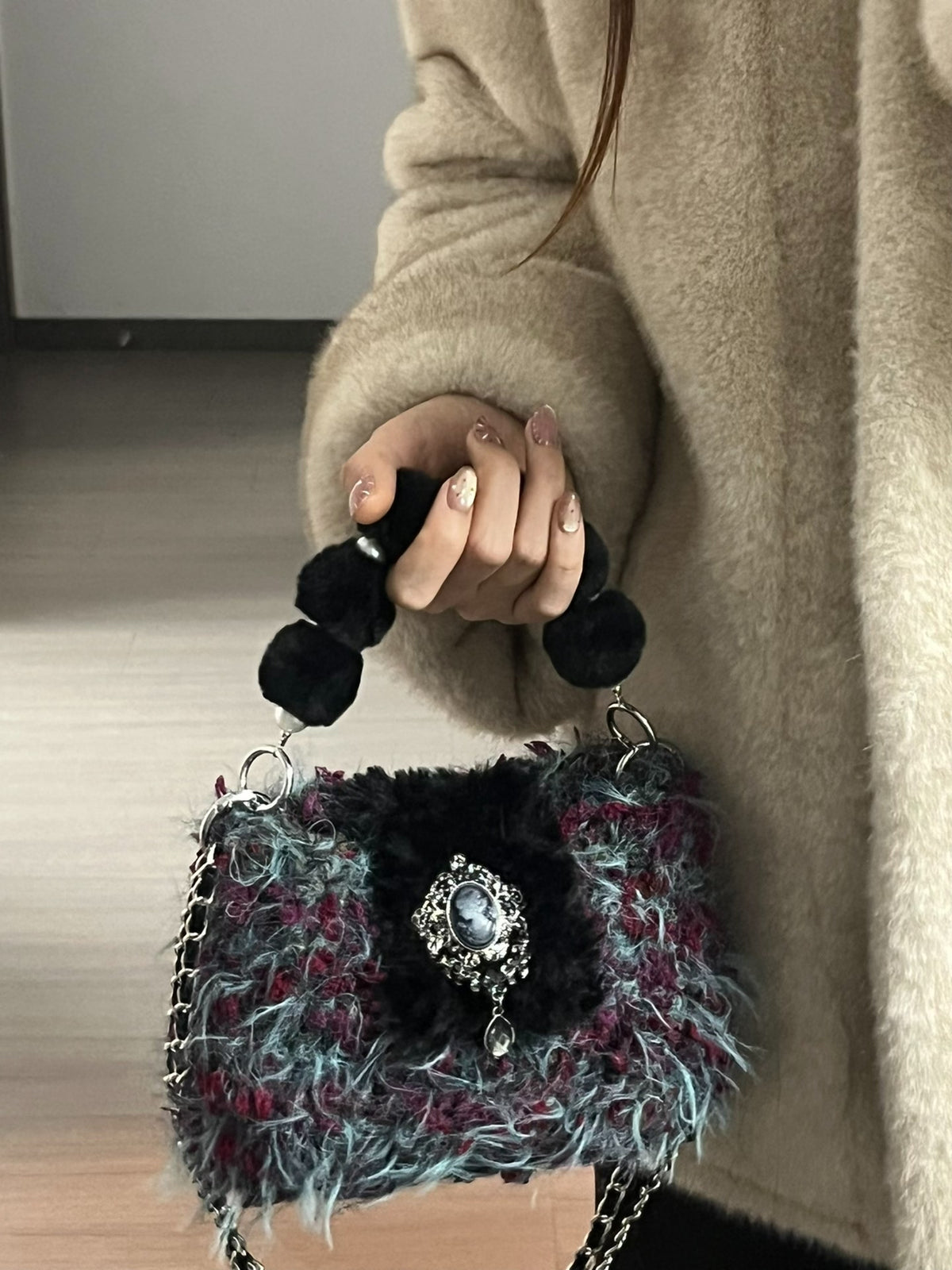 Handbag with Black Chain Strap
