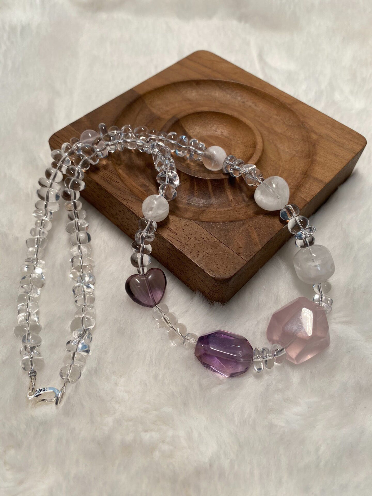 Natural Crystal Beaded Necklace Mixed Quartz