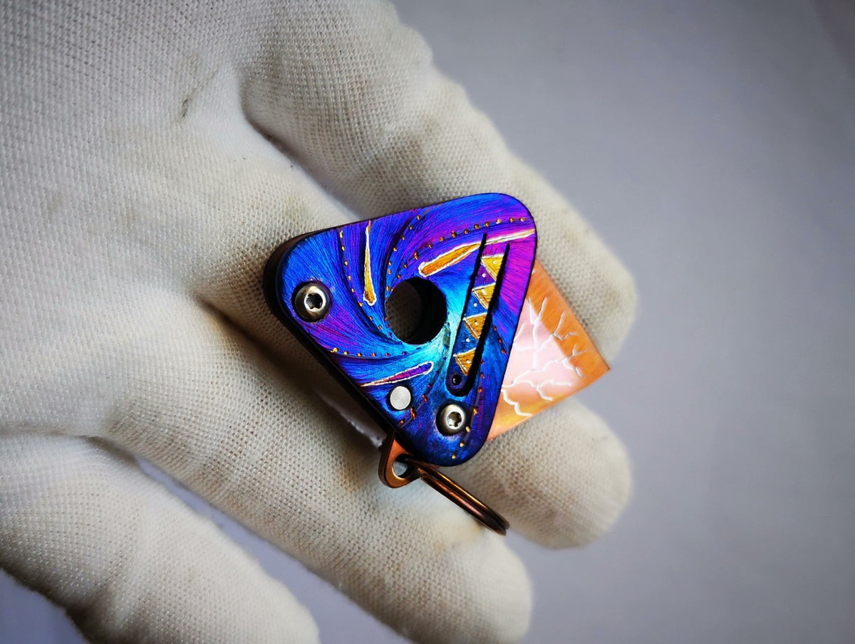 Mini Titanium Triangle Folding Knife D2 Steel