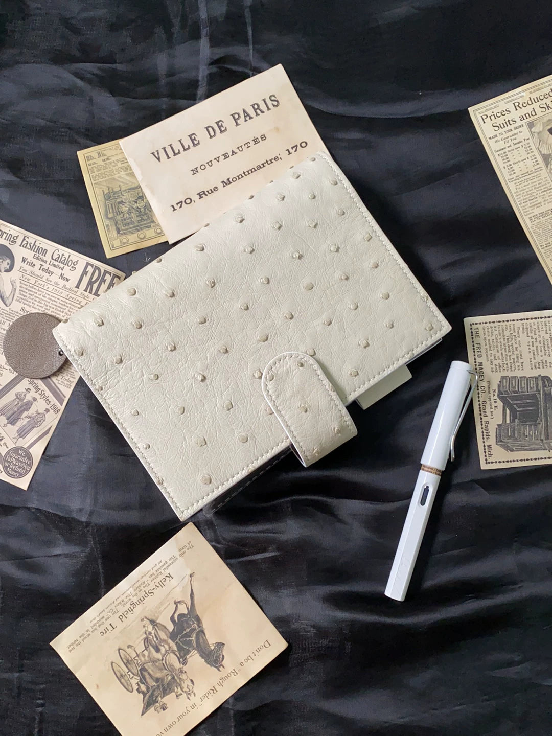 South African Ostrich Leather Ring Binder Notebook