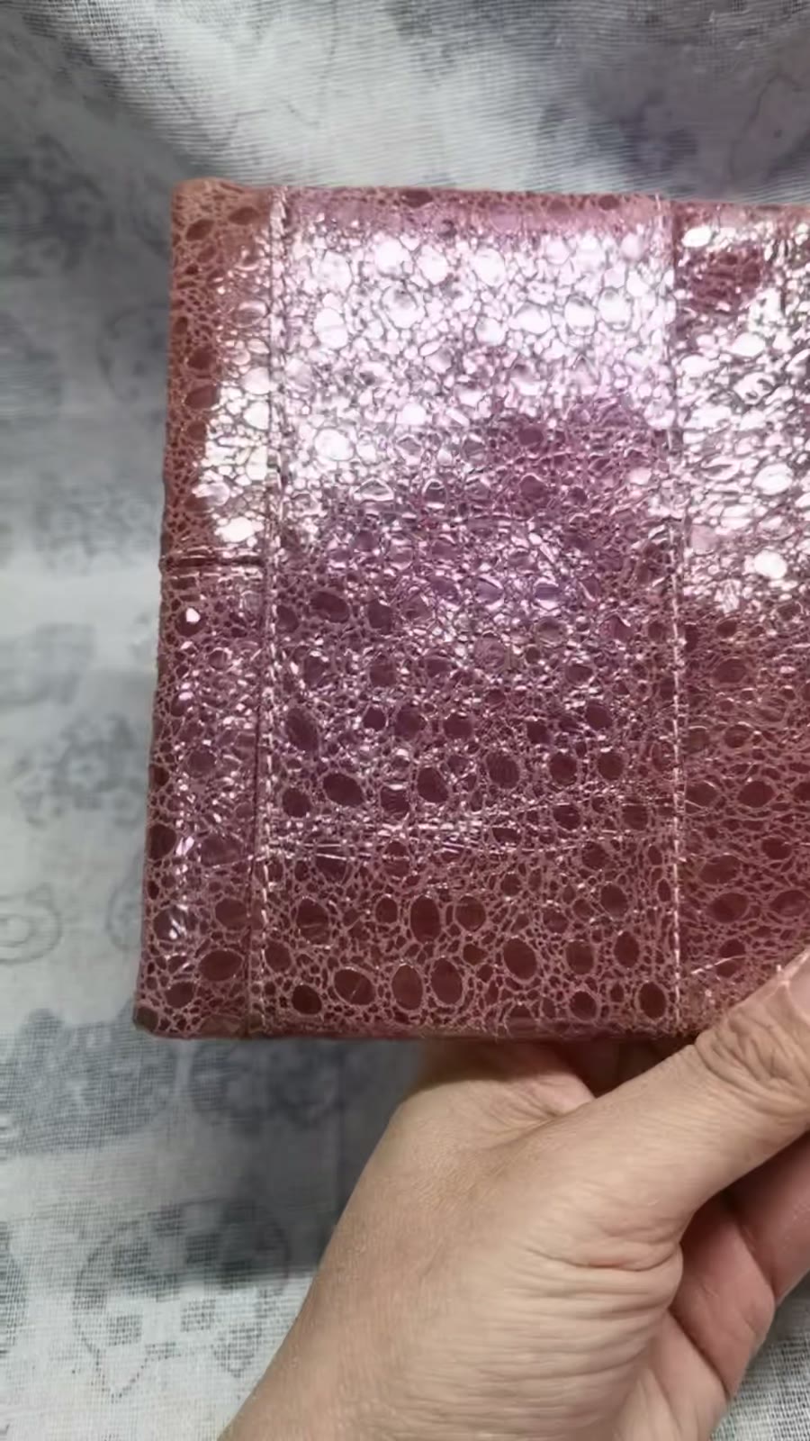 Metallic Pink Sheepskin A7 Ring Binder Planner