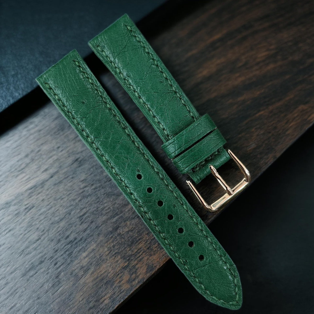 Handcrafted Ostrich Leather Watch Strap Green