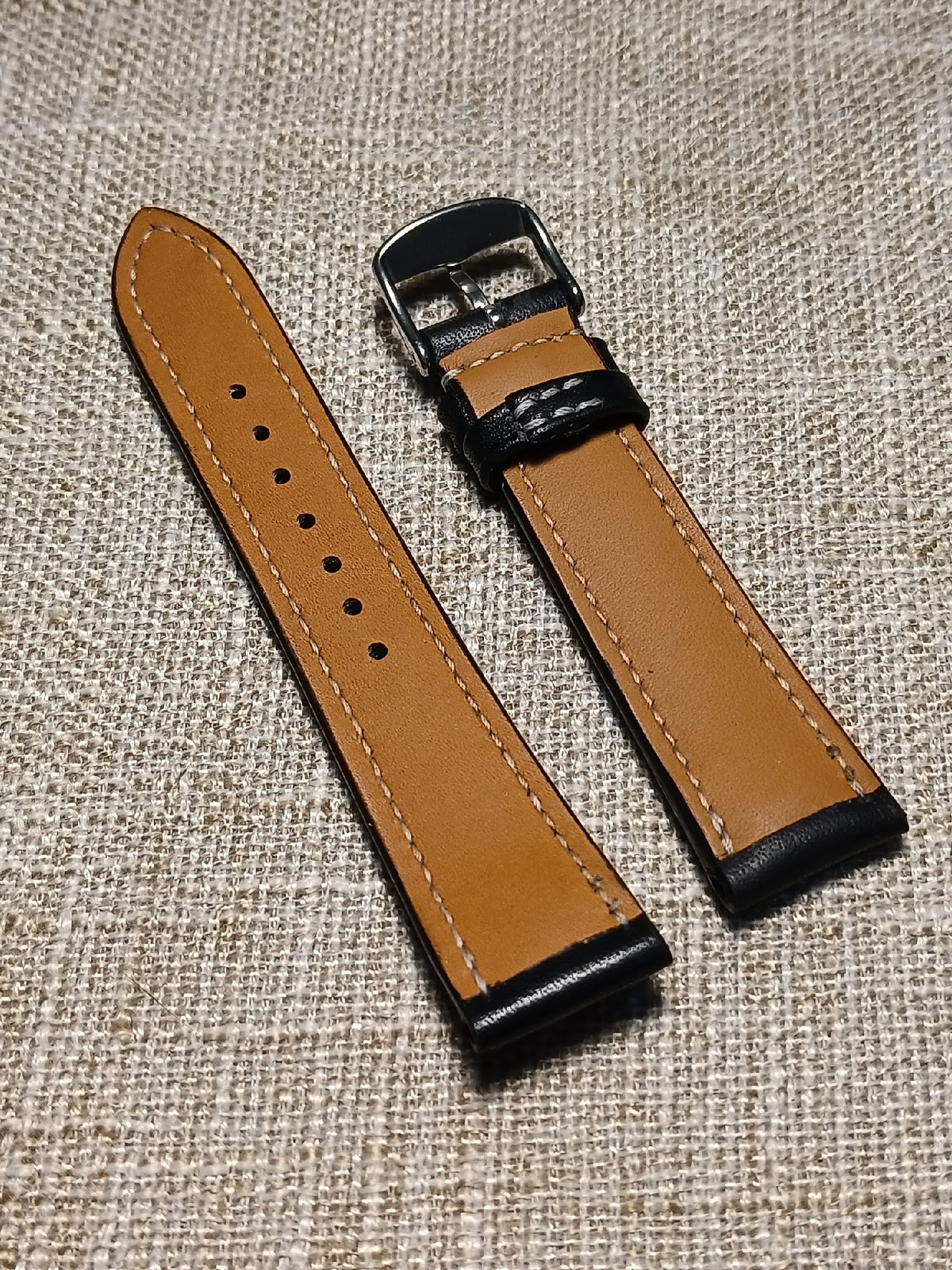 Black Italian Leather Watch Strap