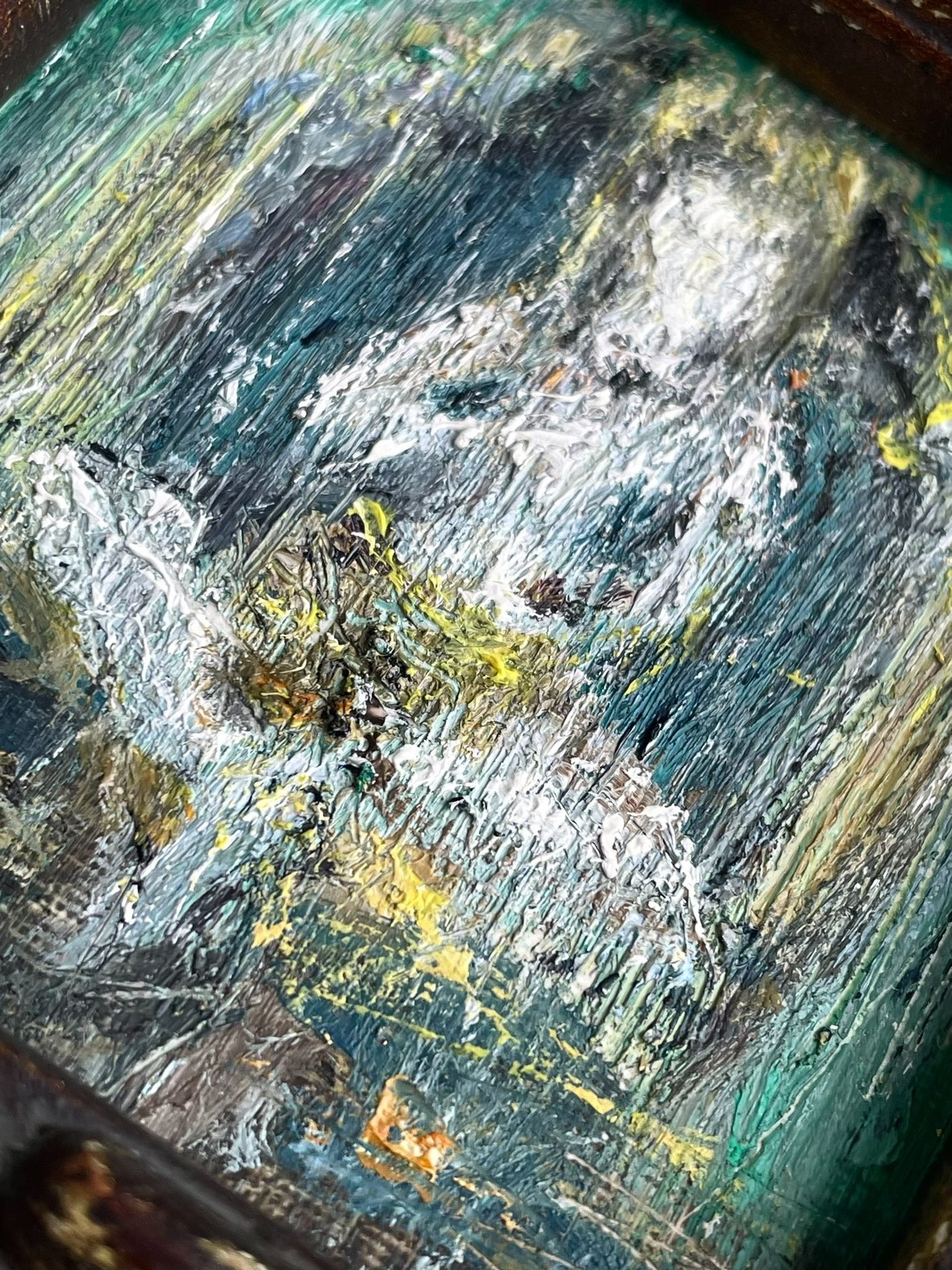 Hand-Painted Oil Painting, 8x8 cm Canvas, Wood & Metal Frame