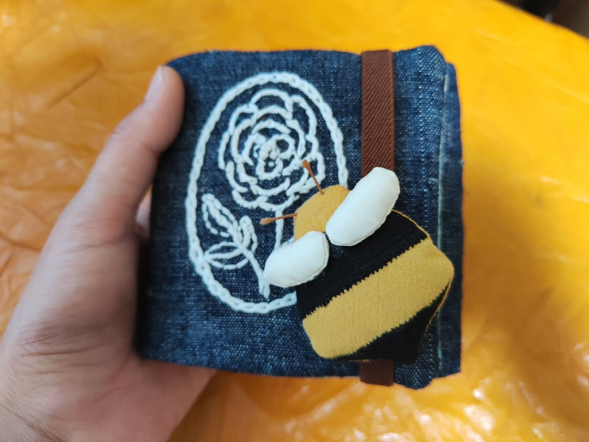 Kleines Sashiko Indigo Baumwoll-Journal