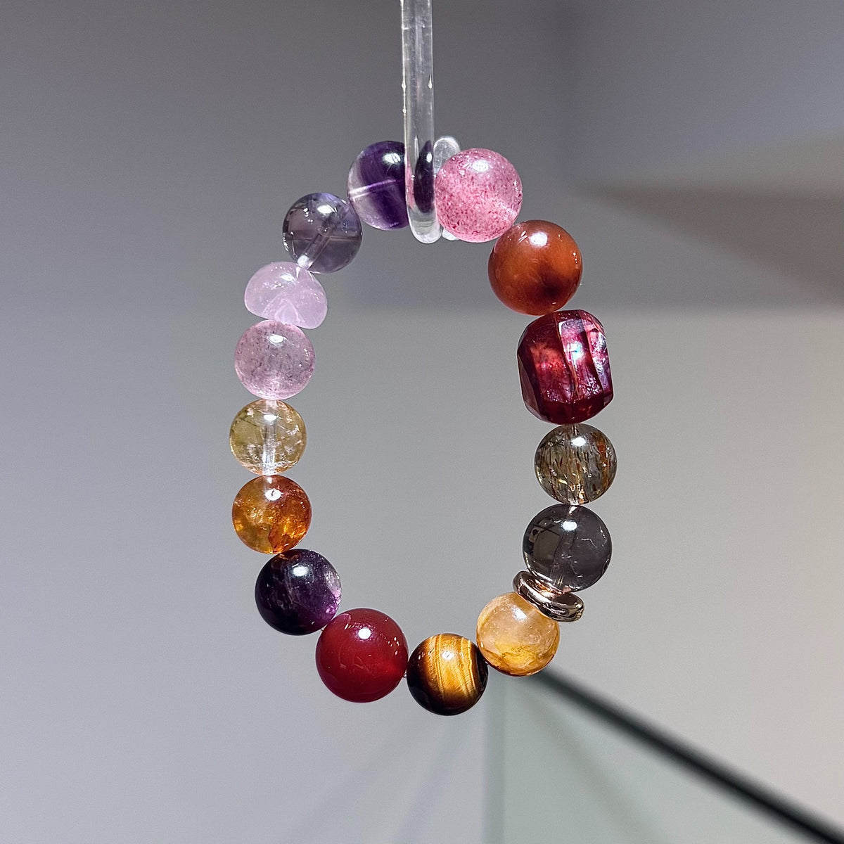 Nine Purple Li Fire Crystal Bead Bracelet