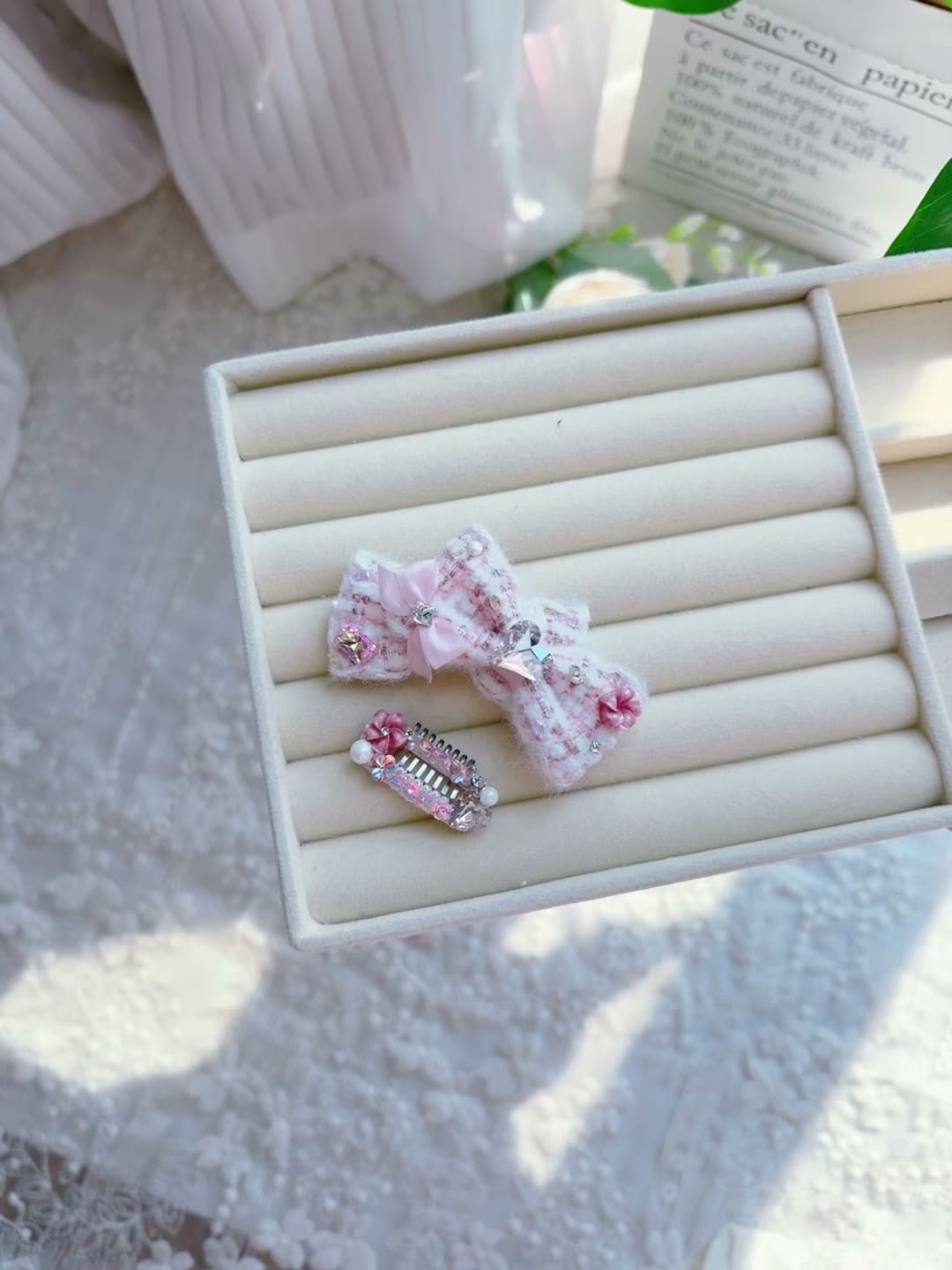 Handmade Rose Pink Pet Hair Bow Clip
