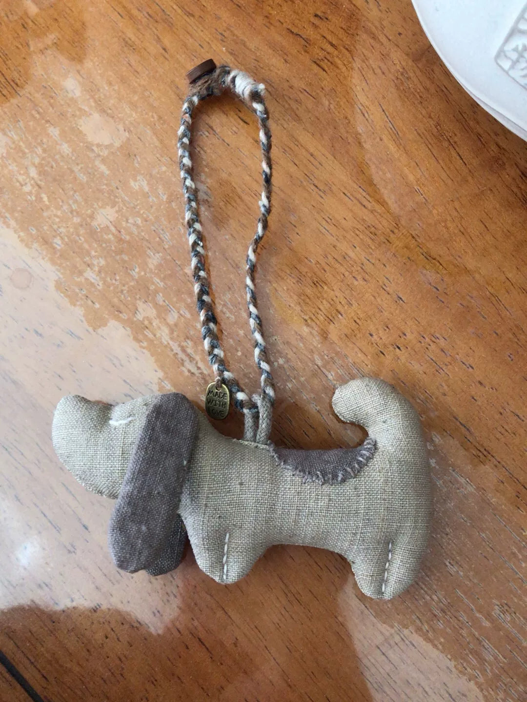 Décoration dachshund en tissu tissé fait main 10,5 cm