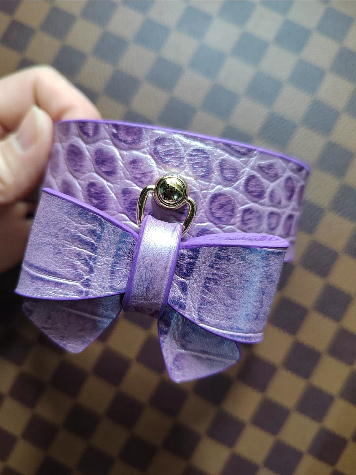 Purple Fish Scale Leather Pet Collar
