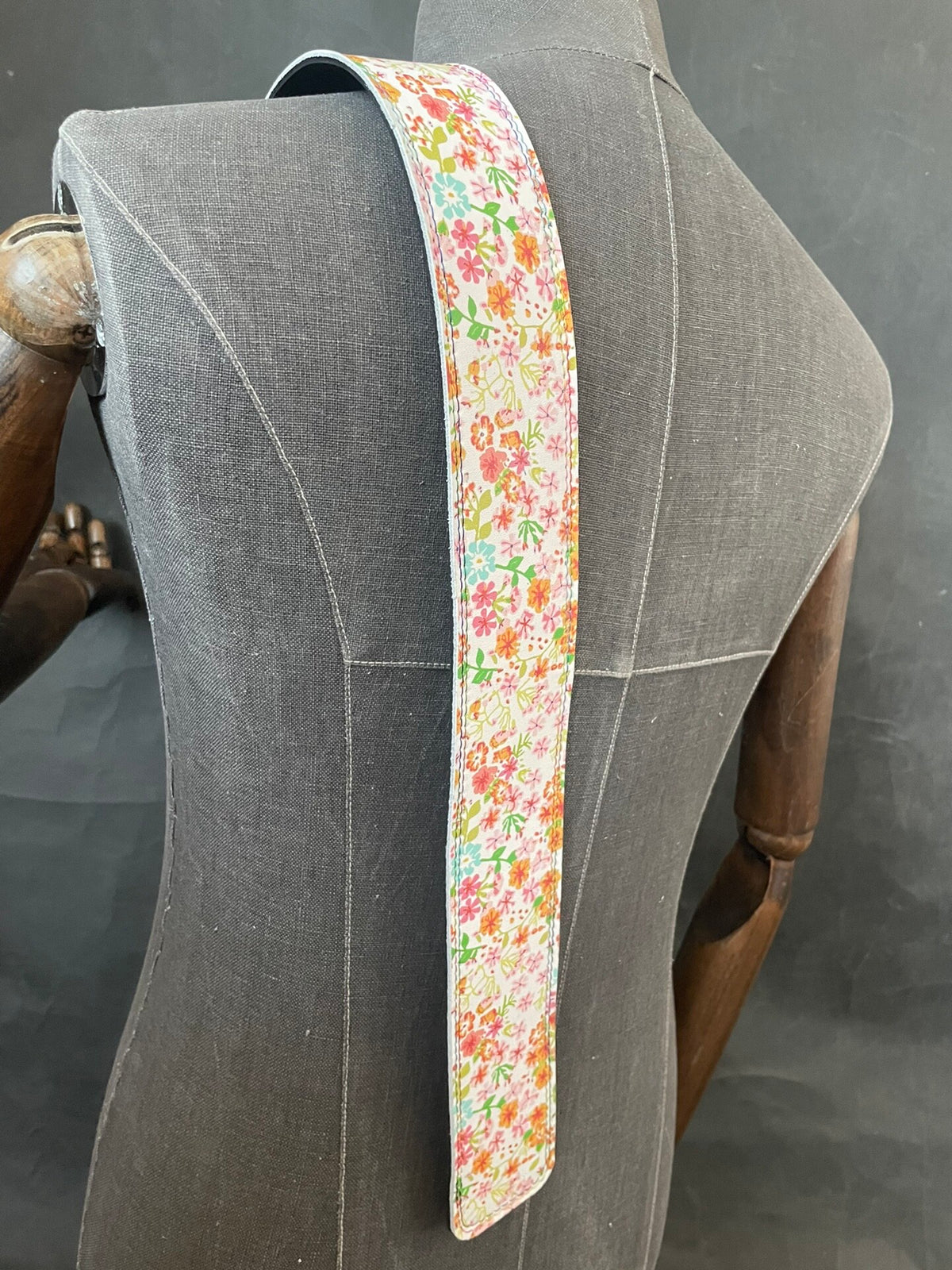 Handmade Cowhide Guitar Strap Floral Print