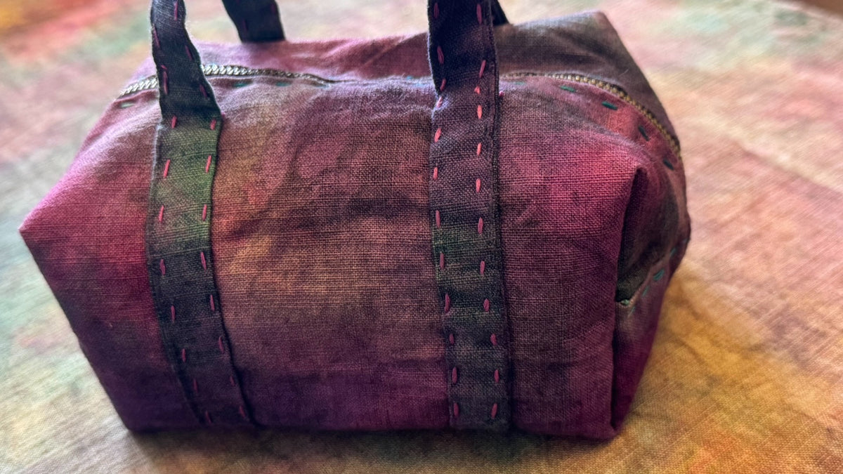 Handmade Plant-Dyed Boston Bag with Lining