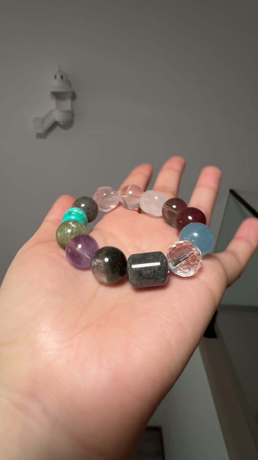 Green Phantom Aquamarine Multi Stone Crystal Bracelet
