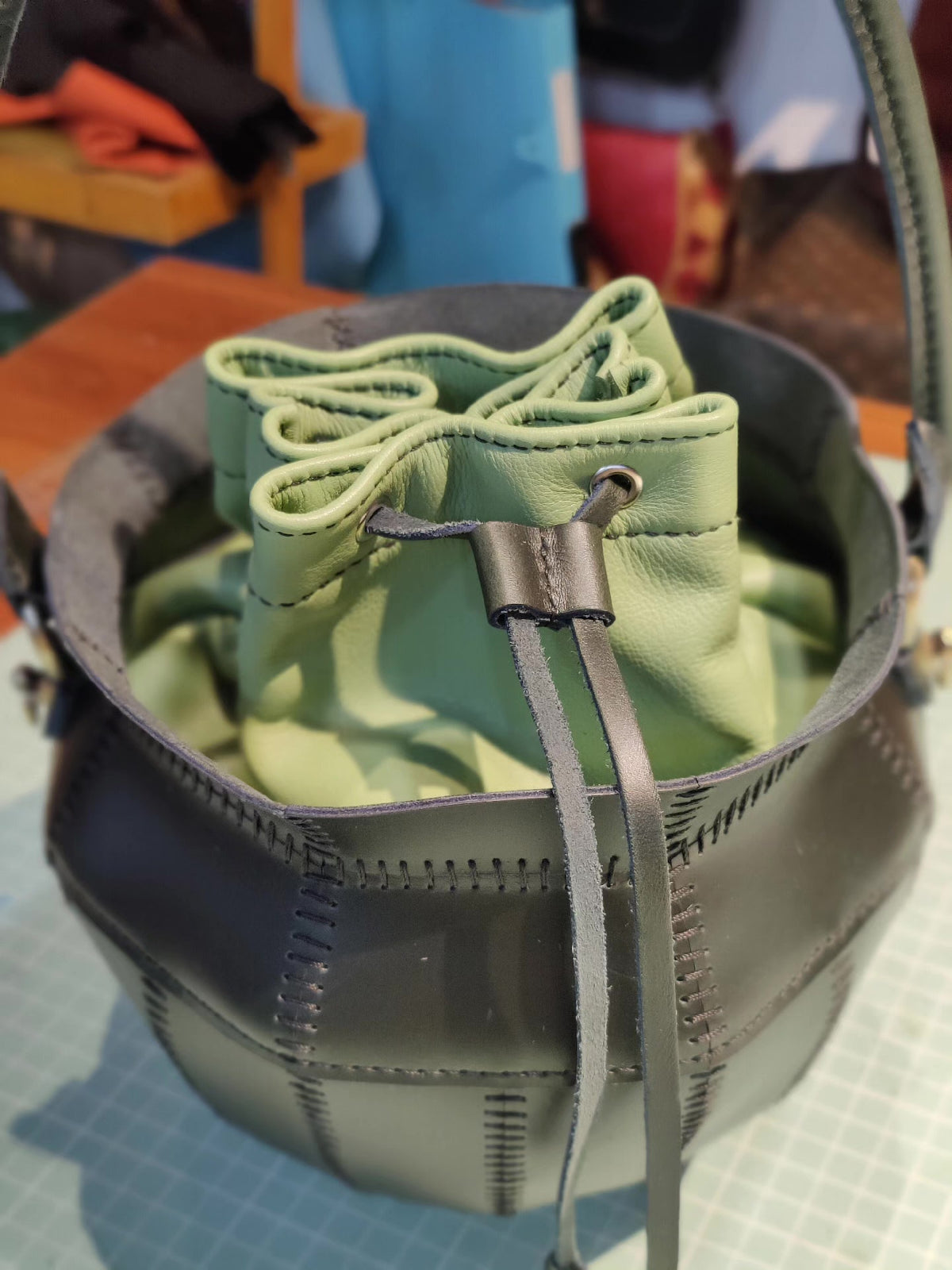 Handcrafted Leather Cauldron Bag Top-Grain