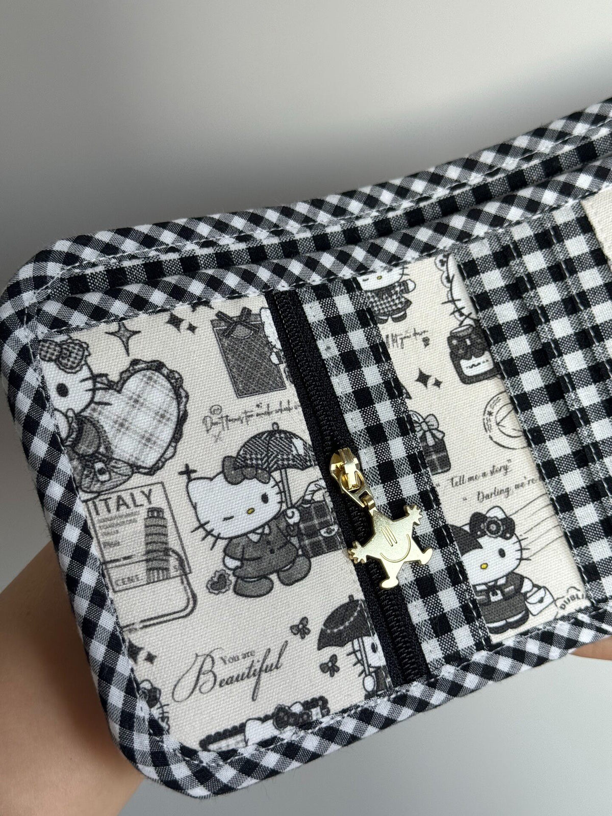 Handgemaakte Hello Kitty Canvas Bifold Portemonnee