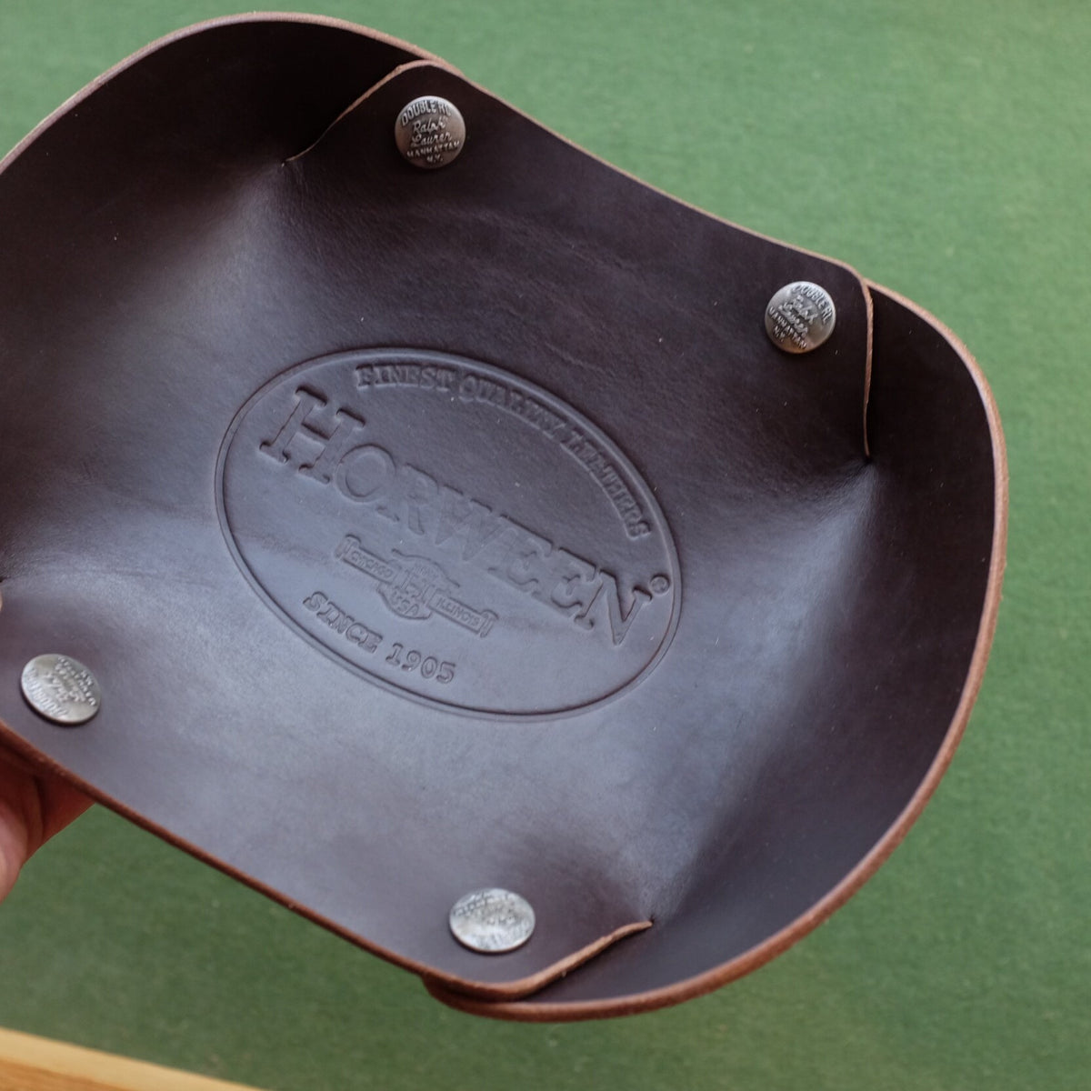 Horween CXL Leather Tray with Brass Snap Buttons
