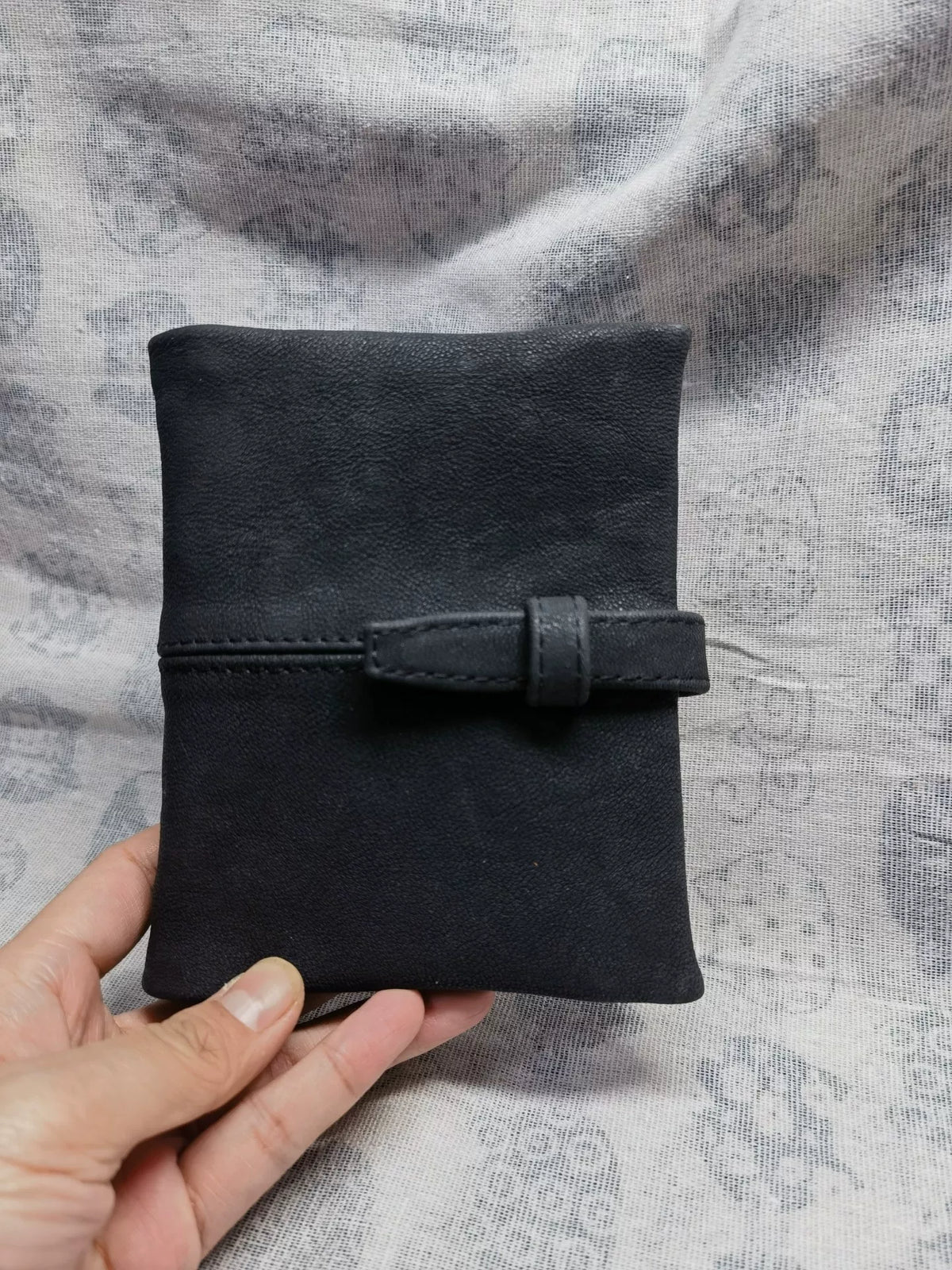 Capa para Agenda de Anéis A7 em Couro de Cabra Preto