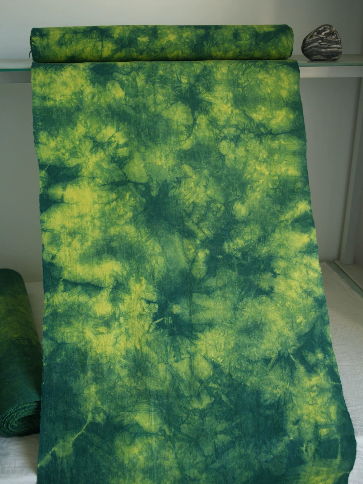 Tessuto di Cotone Tessuto a Mano Giallo Verde