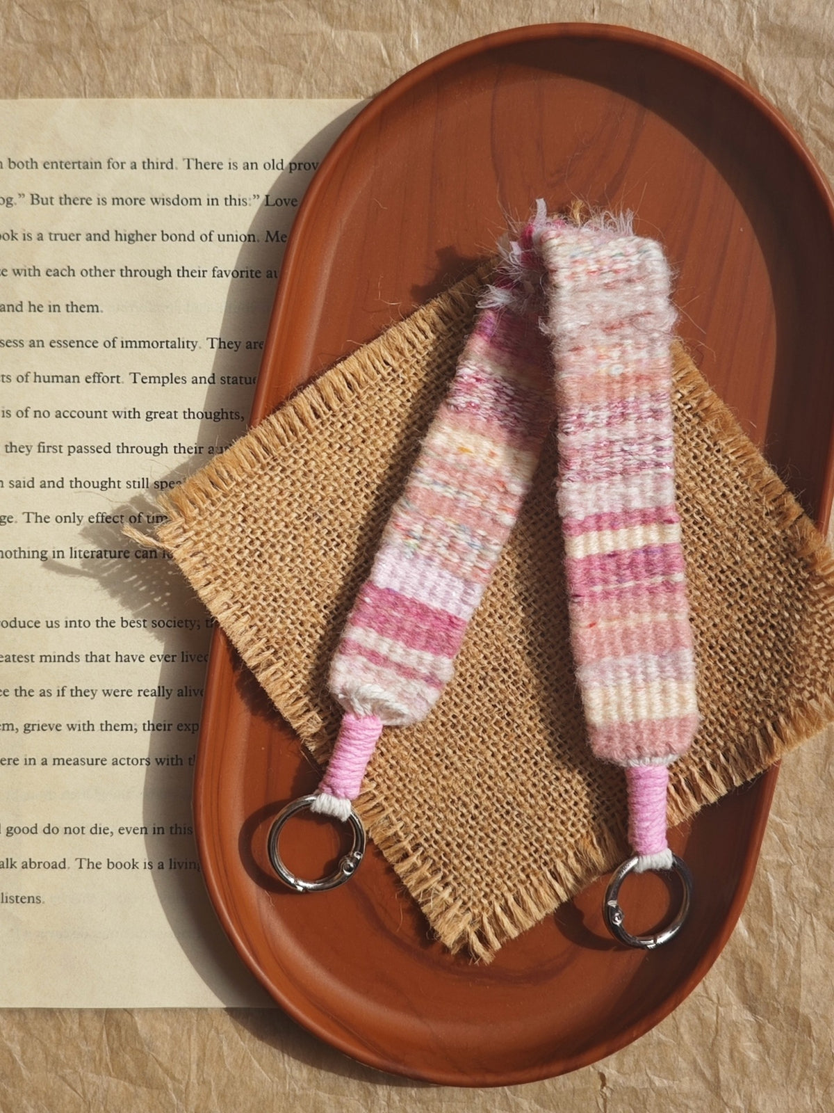 Handwoven Pink Woven Wrist Strap