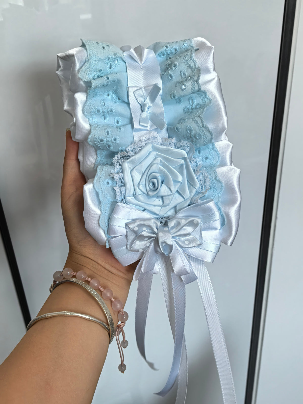 Handmade Light Blue Mini Hat Headband Set