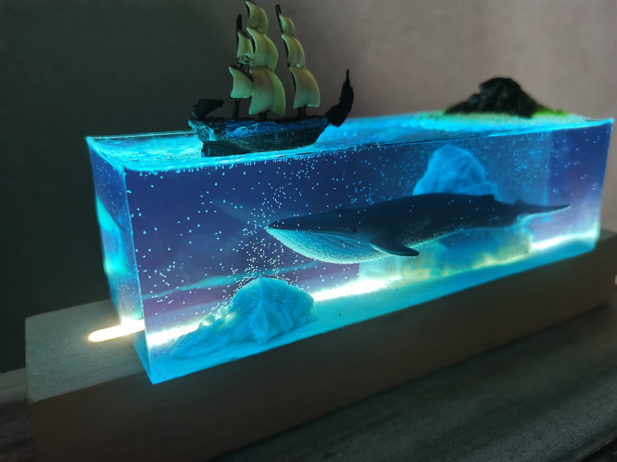 Handcrafted Resin Diorama Whale Ship Ornament