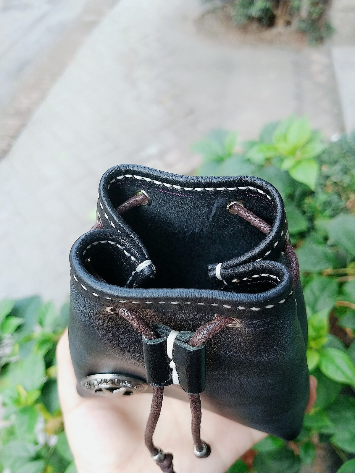 Handmade Leather Drawstring Pouch