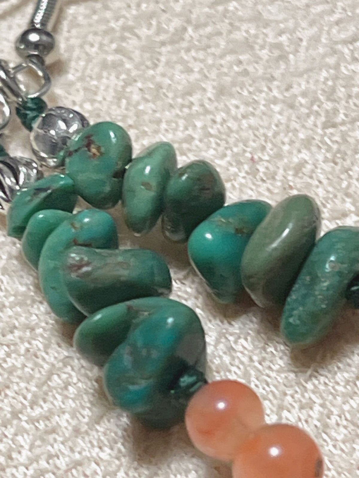 Turquoise Agate Wood Dangle Earrings