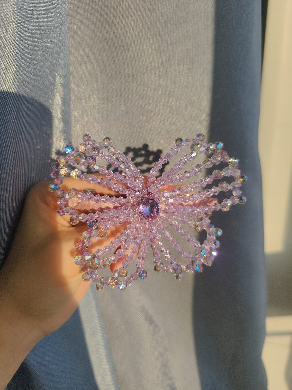 Purple Beaded Butterfly Hair Clip