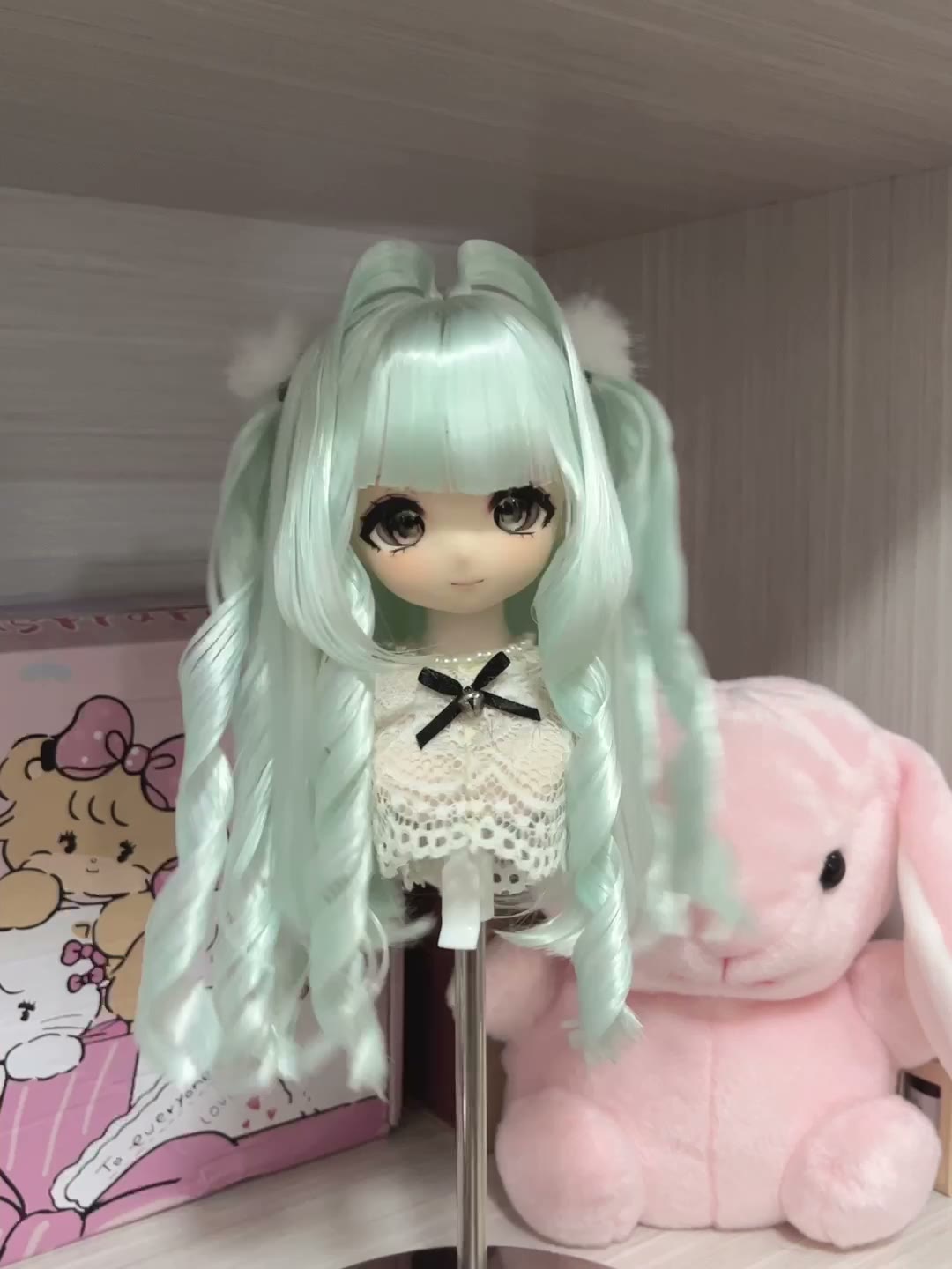Mint Green Spiral Curl Doll Wig
