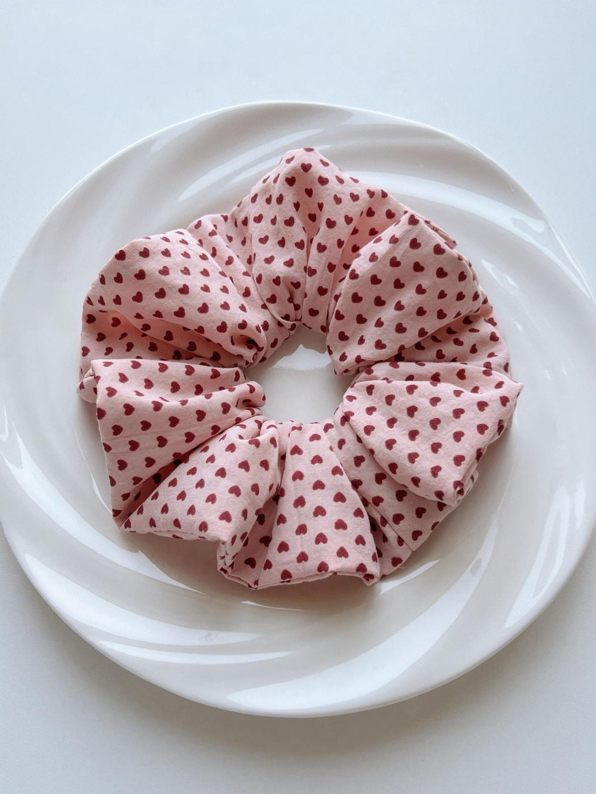 Berry Heart Print Fabric Scrunchie
