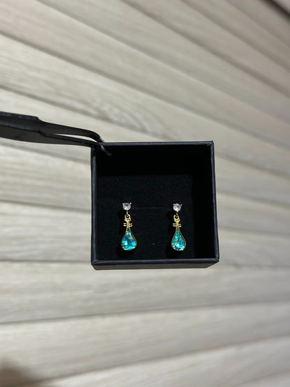 Blue Tears Abalone Shell Inlay Earrings - Pipa Shape, 925 Silver