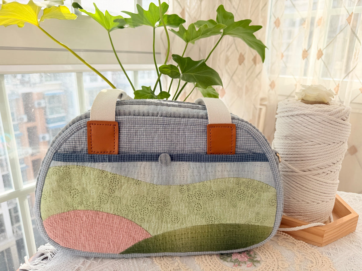 Oversized Boston Handtasche doppelseitig Patchwork